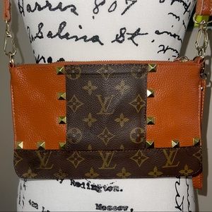 Up Cycled Louis Vuitton Crossbody, Wristlet, Clutch, Orange